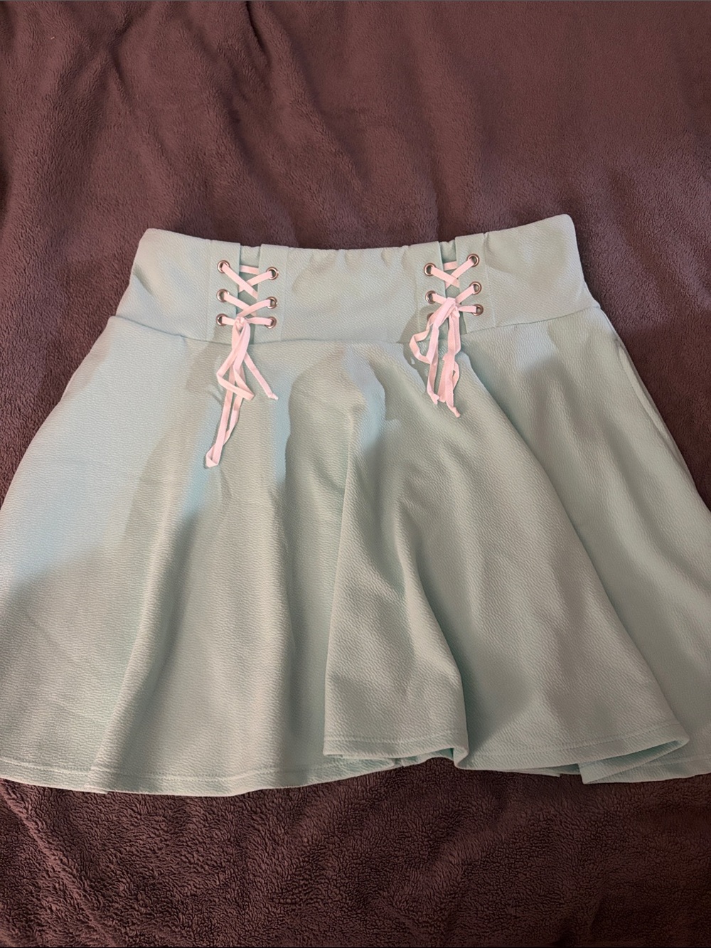 Midnight Hour Lace-Up Light Mint Skater Skirt